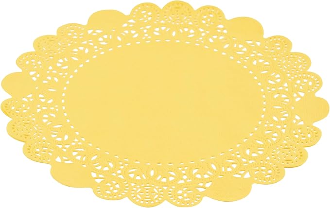 Pastry Tek 8 x 8 Inch Paper Lace Doilies, 4000 Disposable Table Doilies - Elegant Lace Finish, Long Lasting, Orange Paper Doily, for Pastries, Cupcakes, Desserts - Restaurantware