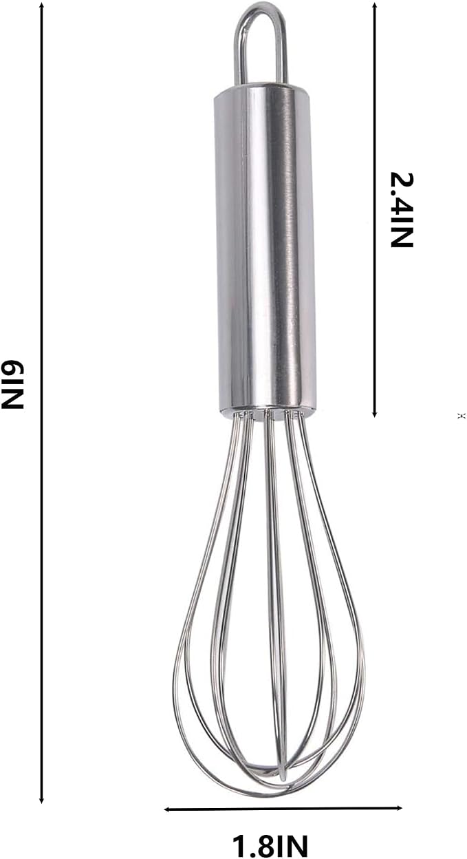 Digead Stainless Steel Whisk - 6" Kitchen Wisk, Balloon Whisk for Baking, Cooking, Mixing, Blending, Beating Eggs, Cream, Sauces - Ergonomic Grip