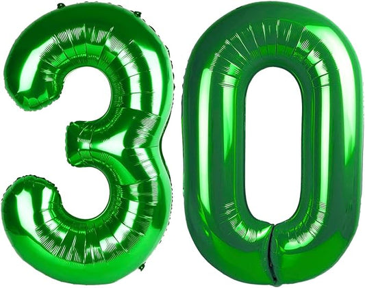 Dark Green Number 30 Balloon 40 Inch, 30th Birthday Party Decorations for Children, Giant 30 Foil Balloon for Party Supplies