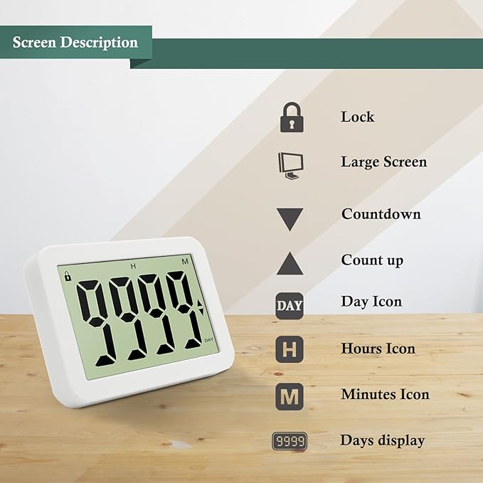 QINFIEY Digital Countdown Days Timer 9999-Days Electronic Timer for Vacation Retirement Wedding Lab, Large Display for Classroom Graduation,Study Fitness Count Down