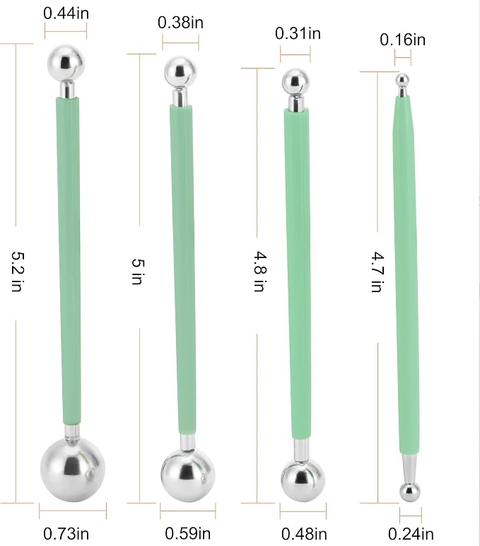 Cake Decorating Metal ball Fondant Pan Flower Clay Sugar Craft Ball Model DIY Tool (Light green)