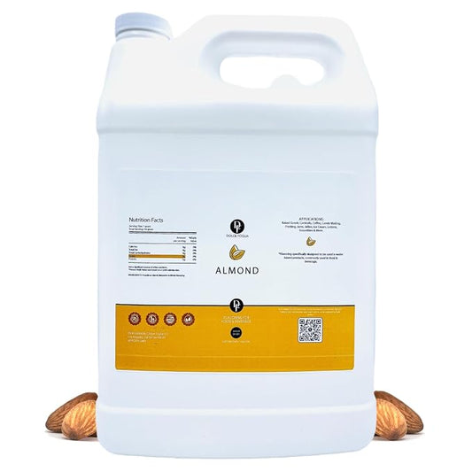Dolce Flav Natural Almond Extract – 1 Gallon Water-Soluble Kosher, Sugar-Free, Concentrated Pure Almond Flavoring for Baking, Pastries & Beverages