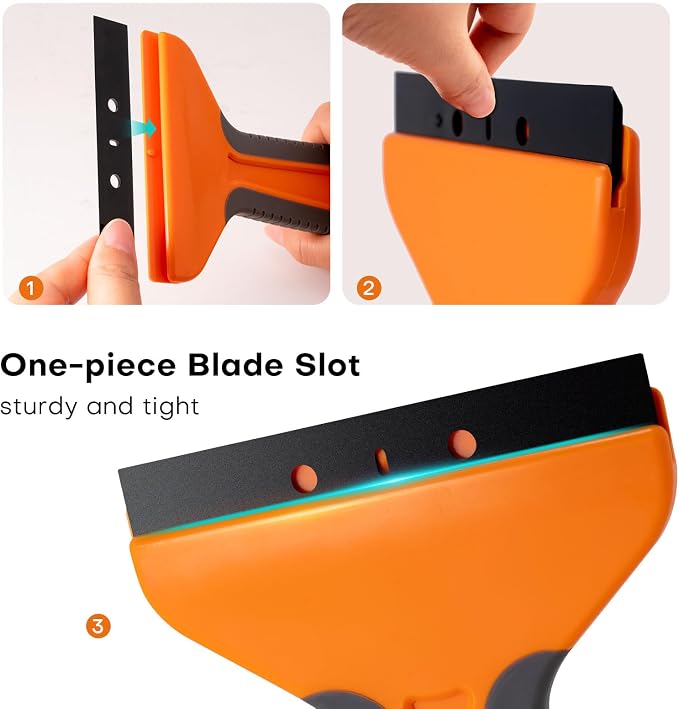 NEWISHTOOL 4-inch Plastic Razor Blade Scraper, 2 PCS Big Blade Paint Scraper Sticker Remover Scraper Tool with 20 Pcs Blades for Glue Label Decal Wallpaper Removing Glass Cleaning
