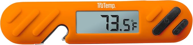 Taylor TruTemp Digital Instant Read Thermometer Meat Probe for BBQ Kitchen with Built in Bottle Opener, Reliable Folding Probe Easy Read LCD Grilling Cooking Tool, Orange