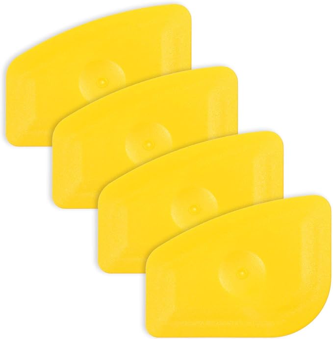 Small Handy Plastic Scraper Hard Sharp Card Round Edge for Home Universal Cleaning Squeegee, Decal Sticker Remover, Pack of 4