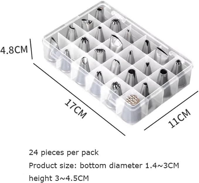 Piping Tips 24/48pcs Pastry Nozzles Stainless Steel Icing Tips Russian Tips Decorating Tips Piping Kit Icing Nozzles Tips for Cookies(24 pcs Set)