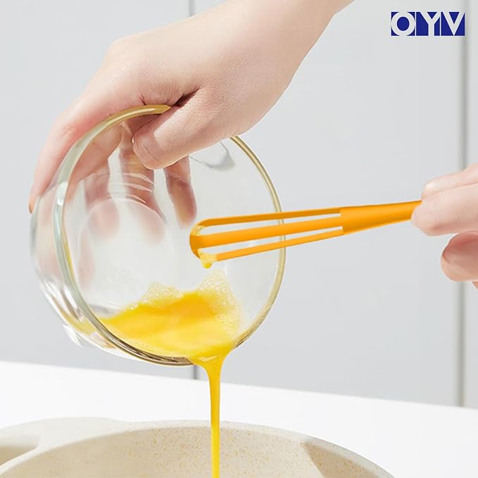 OYV Multifunctional Mini Whisk and Spoon, 8.5 in Mini Whisks for Cooking, 2 Pieces Small Whisk For Whisking, Beating, Blending Ingredients, Mixing Sauces, BPA Free Tiny Wisk