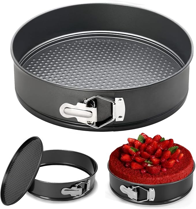 Springform Pan Set, 9.5/10/11Inch Square cake pans, Nonstick Bakeware Springform, Leakproof Cake Pans with Removable Bottom for Baking, Cheesecake Pan (Round, 10 inch)