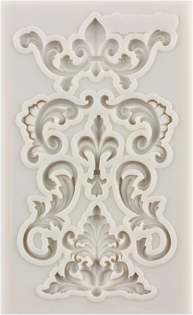 Baroque Fondant Molds, Silicone Border Chocolate Scroll Mold For Cake Decorating Cupcake Topper Candy Chocolate Gum Paste Polymer Clay Set Of 1