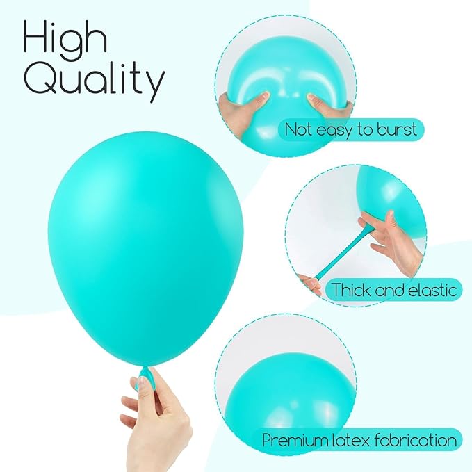 120pcs Teal Balloons, 18 12 10 5 inch Turquoise Balloons Different Sizes Teal Balloon Arch Kit for Wedding Baby Shower Graduation Birthday Party Decorations