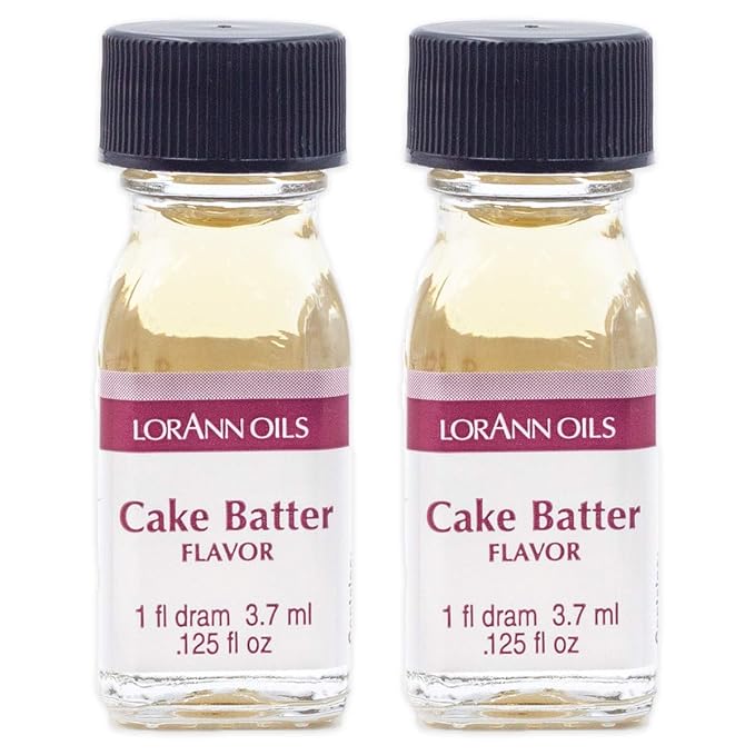 LorAnn Oils Super Strength Flavoring - Used For Candy Making, Flavoring, Baking, Hard Candy, & Flavor Oils - Bold, Natural Flavors 4X Stronger Than Extracts - Cake Batter, Pack of 2, 0.125 fl oz
