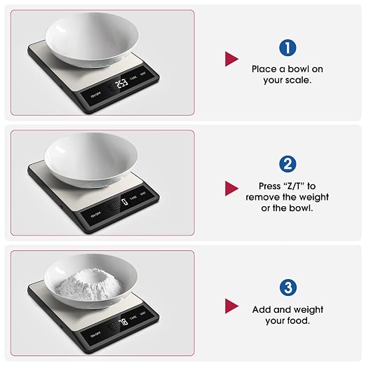 Mik-Nana Food Scale, Digital Kitchen Scale with 6 Units Tare Function | LCD Display, 11lb Stainless Steel Weight Grams and Ounces for Baking, Cooking and Meal Prep (Batteries Included)