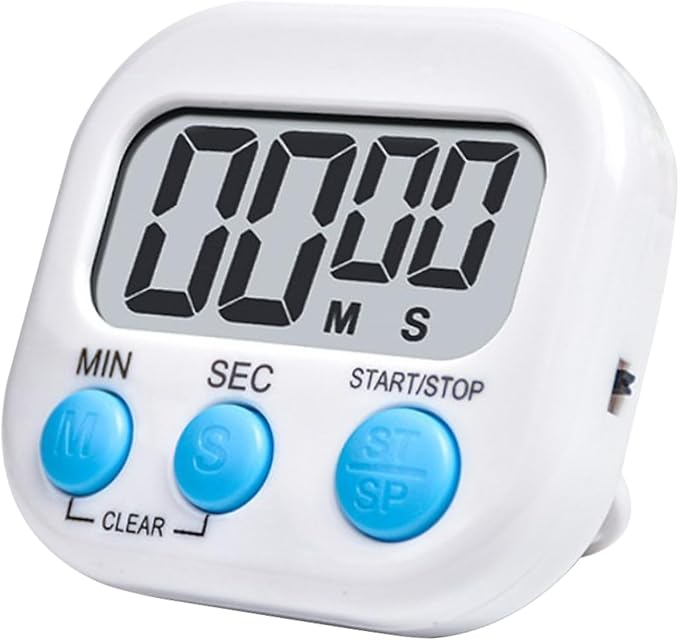 Small Digital Timer for Kitchen Cooking Baking Sports Office Meeting Multi-Function Count Up Countdown Magnetic Backing and ON/Off Switch Desk Electronic Timer (White)