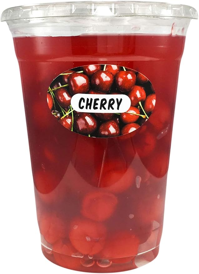 Cherry Grocery Store Food Labels 1.25 x 2 Inch Oval Shape 500 Total Adhesive Stickers