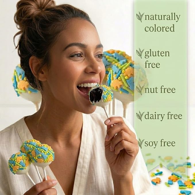 Manvscakes, Dinosaur Sprinkles for Baking, No Artificial Dyes, Natural Colors, Dino Cake Decorations, Nut and Gluten Free, Cupcake Toppings, 3oz
