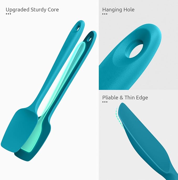 U-Taste Silicone Spoon Spatula Set, 600ºF High Heat Resistant Food Grade Flexible Rubber Scraper, Cooking Mixing Baking Kitchen Utensils Set of 3 (Multicolors)