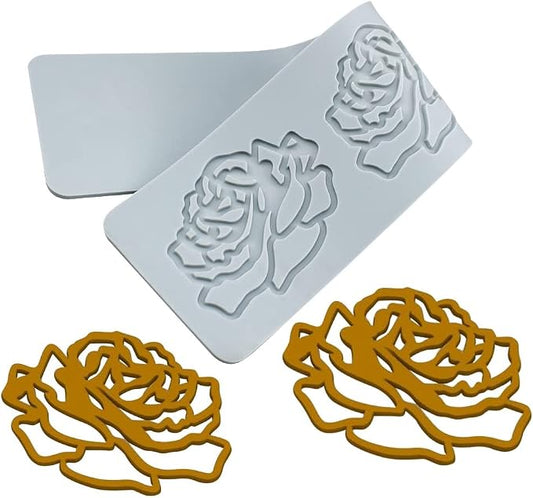 TUKE 3D Leaves Silicone Molds Flower Cake Fondant Mat Bee Leaf Pastry Moulds Rose Impression Chocolate Hollow Lace Mold (Rose_13x2.8x0.12inch_E)
