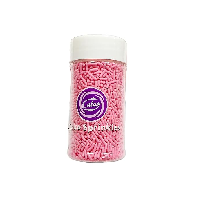 Homipooty Pink Soft Jimmies Sprinkles Edible Candy Jimmies Sprinkles for Cake Decorating 78g/2.75oz Cookie Cupcake Topper Ice Cream