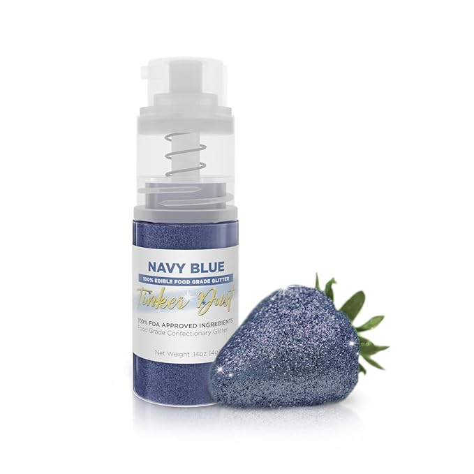 Bakell - Navy Blue Tinker Dust (4g, 1x Mini Spray Pump) Edible Glitter for Food, Desserts, and Baked goods!