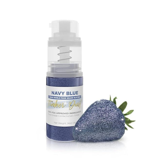 Bakell - Navy Blue Tinker Dust (4g, 1x Mini Spray Pump) Edible Glitter for Food, Desserts, and Baked goods!