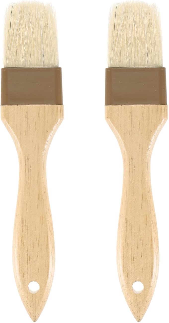 M METERXITY 2-Pack Pastry Brush, Wooden Handle Natural Bristle Basting BBQ Oil Brush for Cooking/Barbecue/Kitchen [1.6"]