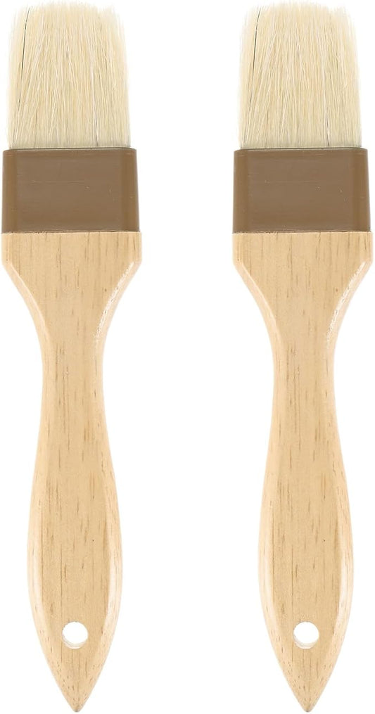 M METERXITY 2-Pack Pastry Brush, Wooden Handle Natural Bristle Basting BBQ Oil Brush for Cooking/Barbecue/Kitchen [1.6"]