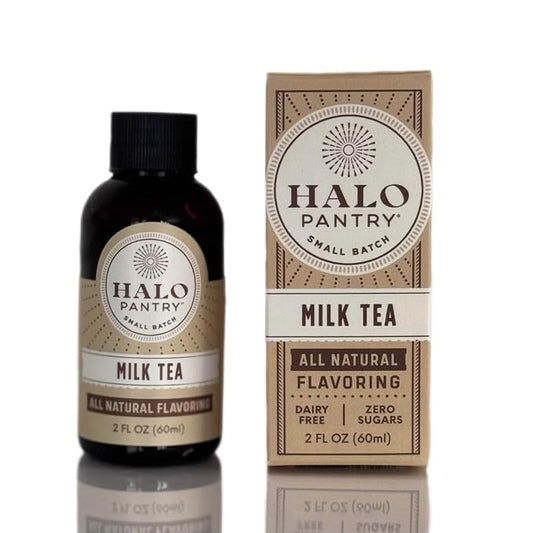 Natural MILK TEA Flavoring Extract by HALO PANTRY (2oz bottle) | Dairy-Free, Dye-Free, Sugar-Free, Gluten-Free, NO Sweeteners, NO Calories | Perfect for customizing ANY baking, candy, dessert or drink recipes