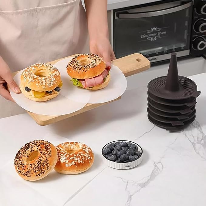 Donut Mold for Baking,Donut Pans Set,6 Pieces Pastry Molds for Bagel and Doughnut Cake Pans (6pcs,Coffee)
