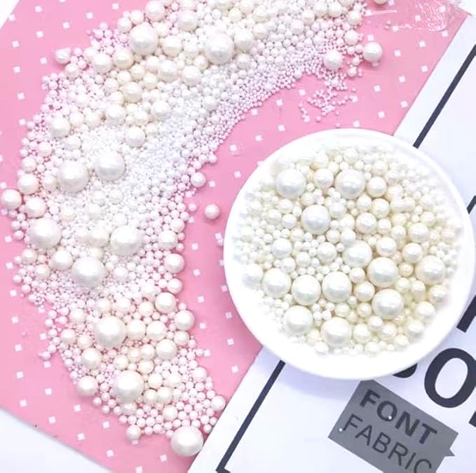 Sentovac White Pearl Sugar Sprinkles Edible Cake Decorating Pearl Candy Sprinkles Cookie Cake Cupcake Topper Baking Decorations Halloween Christmas Wedding Supplies