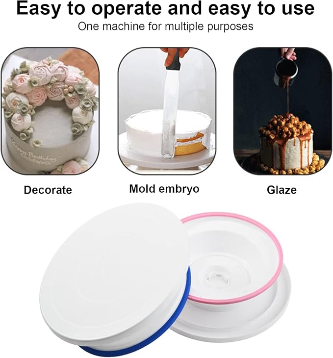 Cake Stand, 11 Inch Rotating Cake Turntable, Turns Smoothly Revolving Cake Spinner Stand,Cake Decorating Stand Plastic Cake Turntable Rotating Cake Base for Cake Frosting