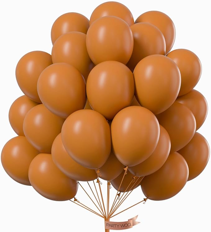 PartyWoo Tan Balloons 100 pcs 12 Inch Boho Neutral Light Brown Coffee Fall Latex Helium Balloons for Graduation Birthday Safari Boy Baby Shower Jungle Cowgirl Woodland Party Decorations Brown-F10