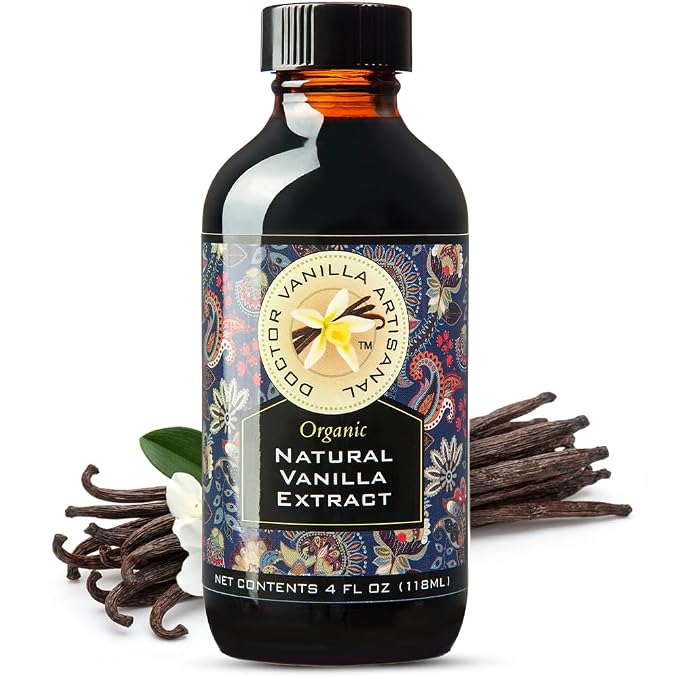 Organic Vanilla Extract, 4 fl oz - Madagascar Bourbon vanilla, 100% natural, sugar‑free, GMO‑free, gluten‑free, vegan, paleo, keto, and kosher