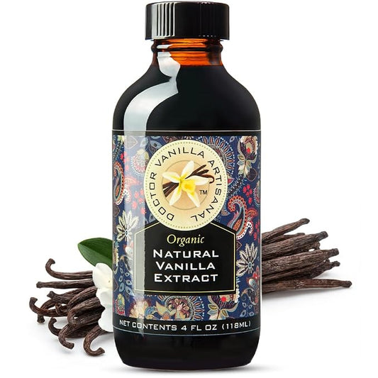 Organic Vanilla Extract, 4 fl oz - Madagascar Bourbon vanilla, 100% natural, sugar‑free, GMO‑free, gluten‑free, vegan, paleo, keto, and kosher