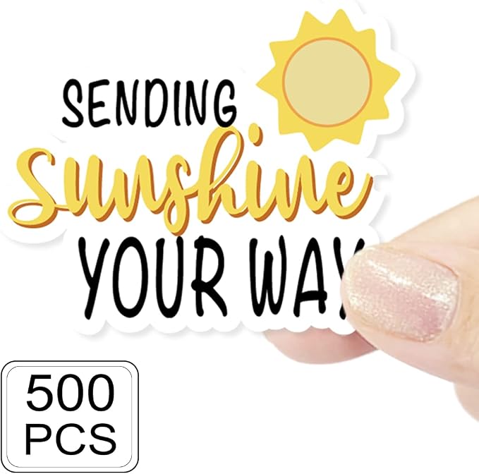 Sending Sunshine Your Way Stickers,Small Business Order Gift Happy Mail Packaging Online Retailers Mailbox Envelopes Shipping Supplies Stickers, 500 PCS | 500 Pcs Per Roll, Self-Adhesive Labels, Shipping Envelope Stickers, Small Business Packaging Supp...