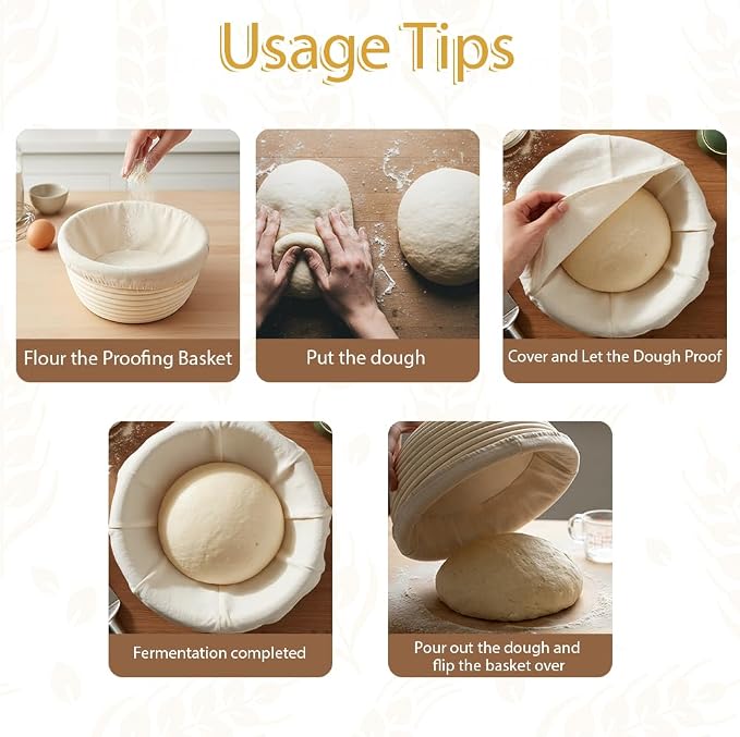 Bread Basket Liner Cloth 6 PCS 10 Inch Round Bread Proofing Basket Cloth Liner Natural Rattan Banneton Basket Liner Proofing Cloth Sourdough Baking Dough Proofing Basket Cover for Home Baking Supplies