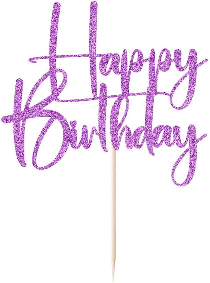 purple Happy Birthday Cake Topper, Happy Birthday Cake Bunting Deco, Baby Gender Reveal Party/Anniversary Party Decoration Supplies