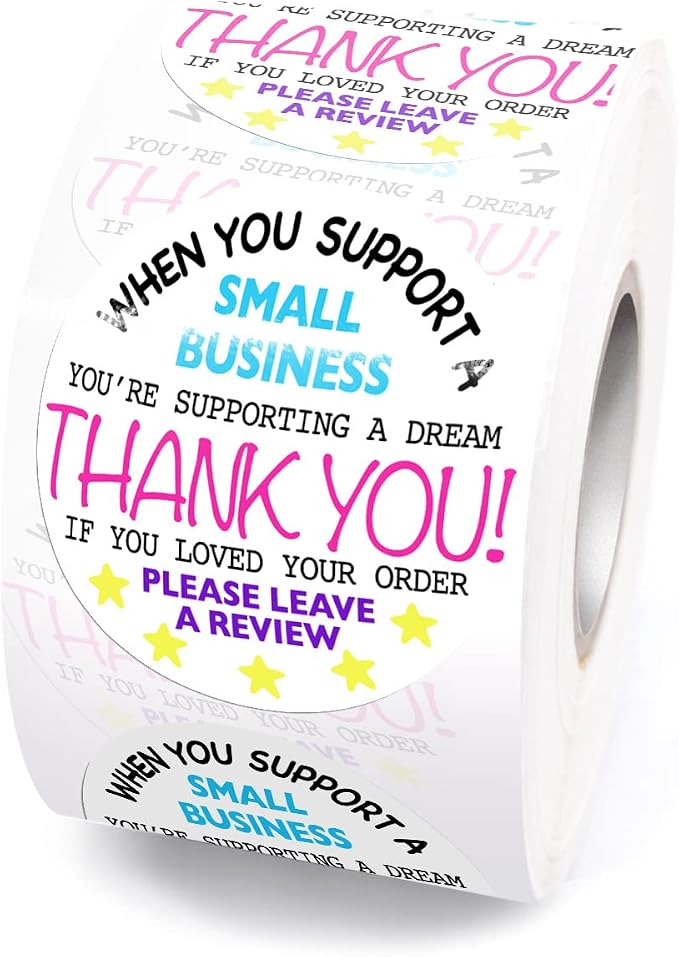 Littlefa 1.7” Please Leave a Review with Colour Design Stickers,Thank You Stickers,Bakeries Sticker,Small Business Sticker,Gift Bags Packaging 500 PCS