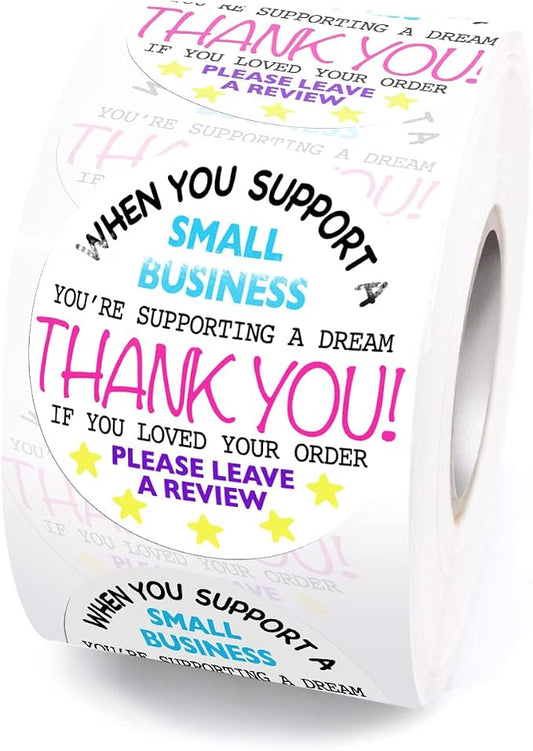 Littlefa 1.7” Please Leave a Review with Colour Design Stickers,Thank You Stickers,Bakeries Sticker,Small Business Sticker,Gift Bags Packaging 500 PCS