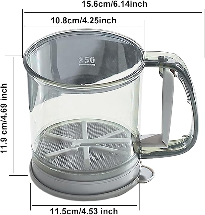 Flour Sifter for Baking,One-Hand Press Baking Sifter with Double-Layer Fine Mesh,Portable Sifters for All Baking Flour Powdered Sugar Almond Powder and Cocoa Powder