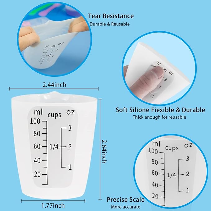 Creahaus 12pcs Silicone Measuring Cups for Resin, 100ml Non-Stick Black Measurements Epoxy Silicone Mixing Cups, Reusable Resin Supplies for Resin, Molds, Jewelry Making, Easy to Clean