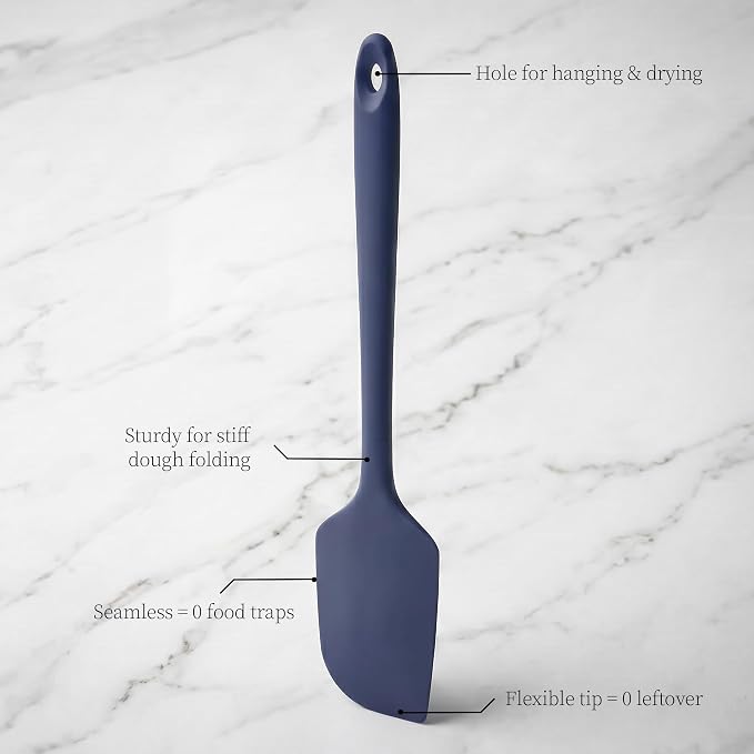 600ºF Heat Resistant Silicone Spatula Spoonula Set of 3, Blue | High Heat Food Safe Kitchen Use Scraper for Cooking Baking Mixing Scraping Stirring Cake Nonstick Cookware Pan Bowl