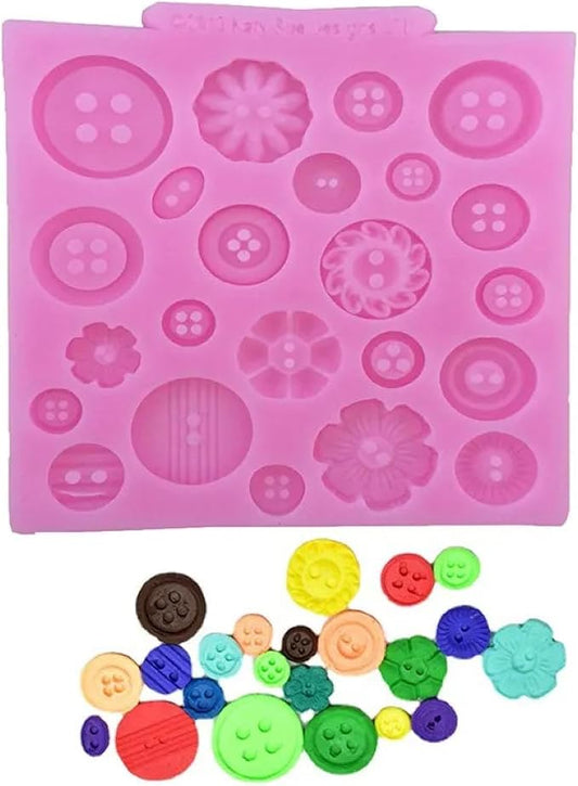 Silicone Mold Kit,10.2x10.7x0.8cm Button Modeling Silicone Mold Fondant Dessert Cake Chocolate Decoration Kitchen Baking Accessories