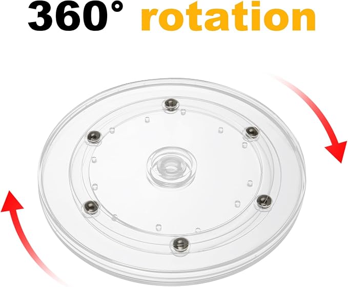 6 Pcs Small Lazy Susan 6 Inch, Clear Acrylic Turntable with Steel Ball Bearings, Round Rotating Plate Lazy Susan for Cake Decorating, Table, Spice Rack, Kitchen Corner Cabinets