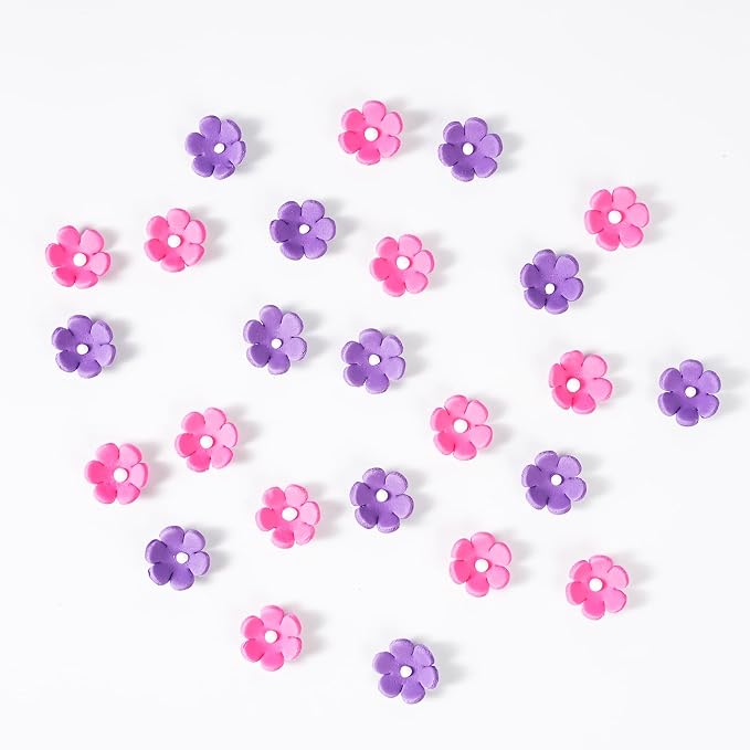 Edible Flowers Cake Decorations 48 Count Pink Purple Blossoms Royal Icing Decorations Daisy Sugar Wedding Flowers for Baking Cupcakes Ice Cream Waffles Cookies Birthday Cake