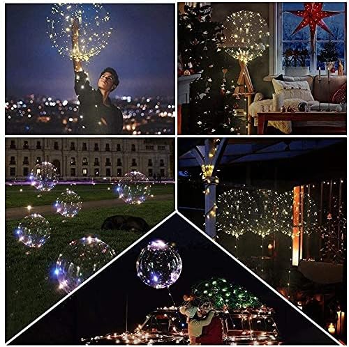 LED Bobo Balloons 10 PACKS,20 Inches Light Up Balloons Helium Style,Glow Bubble Balloon for Christmas Wedding Birthday Valentines Day Halloween Party Supplies Decorations (Colorful)