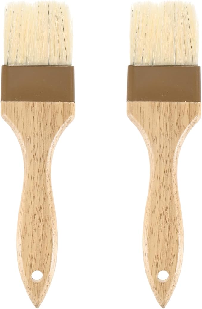 M METERXITY 2-Pack Pastry Brush, Wooden Handle Natural Bristle Basting BBQ Oil Brush for Cooking/Barbecue/Kitchen [2"]
