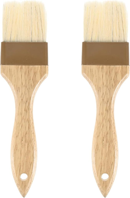 M METERXITY 2-Pack Pastry Brush, Wooden Handle Natural Bristle Basting BBQ Oil Brush for Cooking/Barbecue/Kitchen [2"]