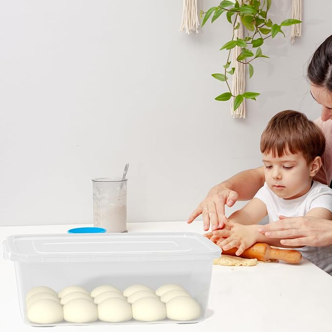 Vababa 2-Pack 16 L Pizza Dough Proofing Box with Lid, Dough Rising Box | Clear Food Pizza Storage Container, Large Capacity, BPA-Free, Dishwasher Safe, for Sourdough, Bread Dough & Pizza Dough