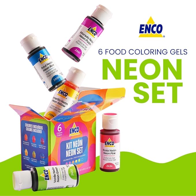 ENCO 6 Neon Food Coloring Gel Set 1.41 oz each (40 g)