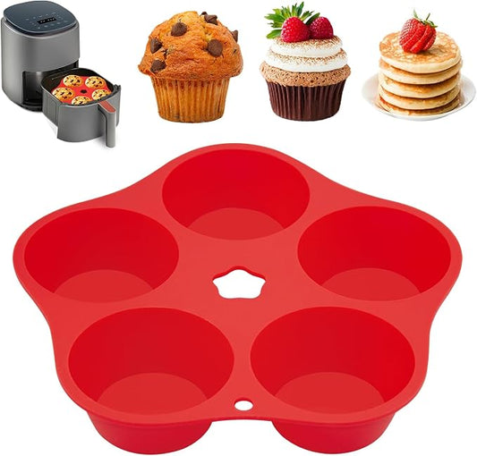 Air Fryer Muffin Pan Egg Bite Silicone Round Mold for Oven Baking,Muffin Tins Cups Cake Tray for Air Fryer Liners Basket Instant Pot Baking Muffin Pancake Accessories 1PCS S5A-US01